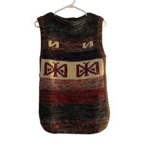 Vintage Pronto Multi Color Space Dye Geometric Knit Sweater Vest Mens Medium‎